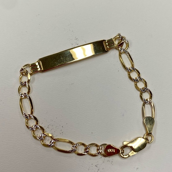 Solid 14K Yellow Gold Figaro Baby ID Bracelet 6 inches